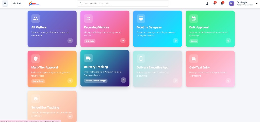 Society App visitor management including recurring visitors and school bus tracking
